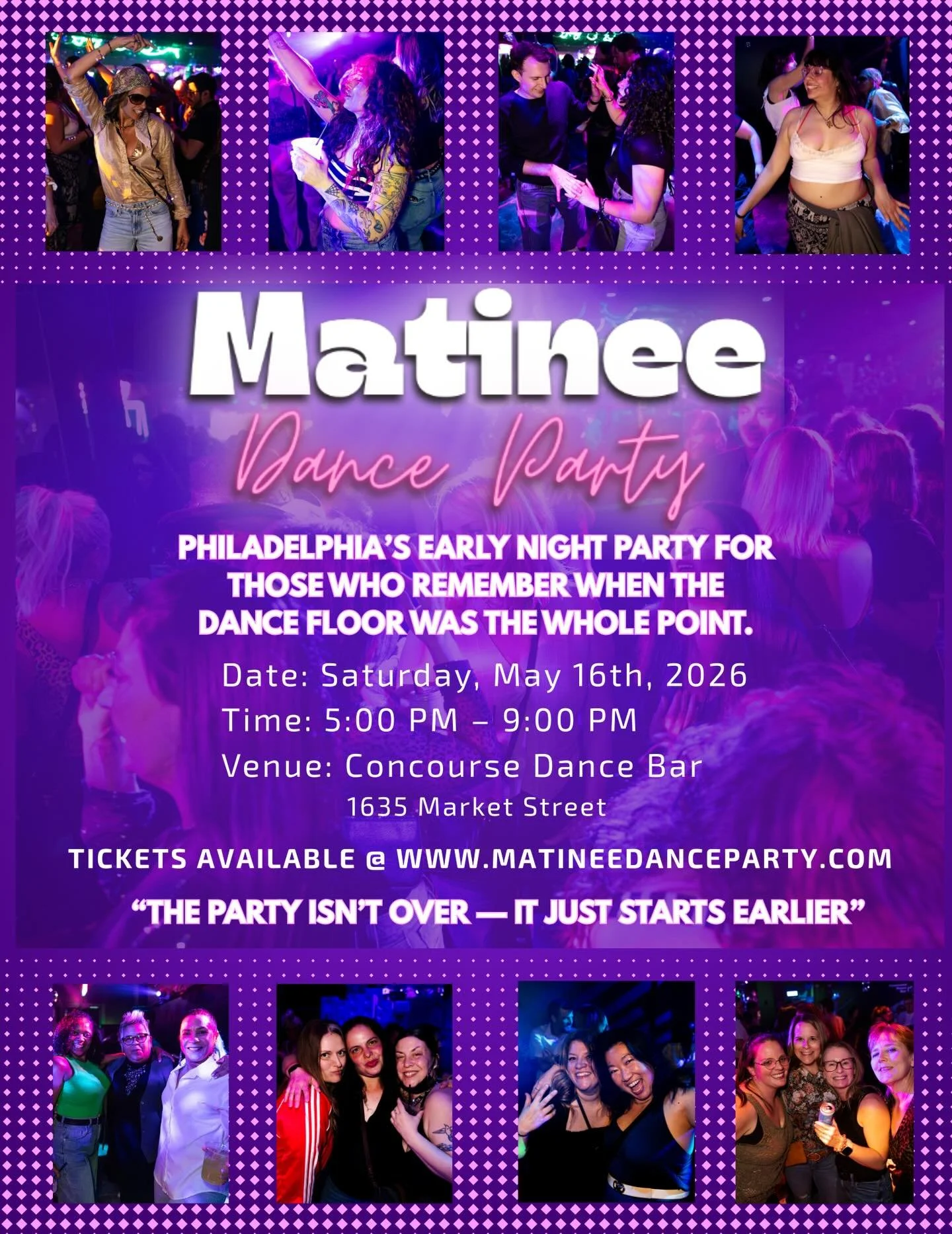 ‼️Matinee Dance Party is back‼️
No kids. Just Dancing.

Featuring:
@eddietully 
@iamjaythegentleman 
@djrobbietronco 

🗓️ May 16th, 5pm-9pm
📍 @concoursedancebar 
🎟️Early bird tix are available- link in bio to purchase yours!