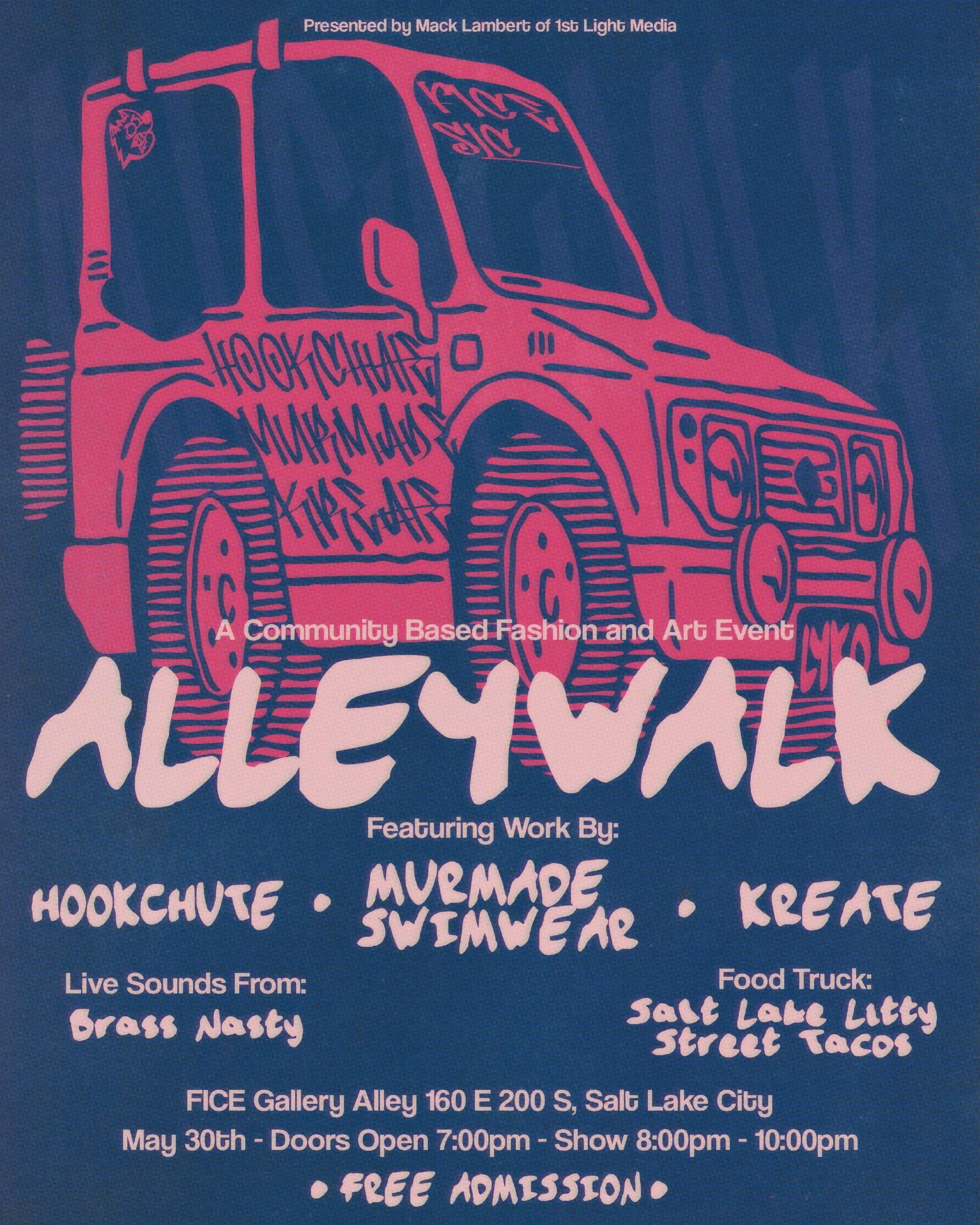 ALLEYWALK FASHION SHOW MAY 30TH
a community based fashion and art event in the fice gallery alleyway. 

this is a unique fashion experience with a mural filled alleyway as the backdrop featuring three local designers. @hookchute @murmadeswimwear @the