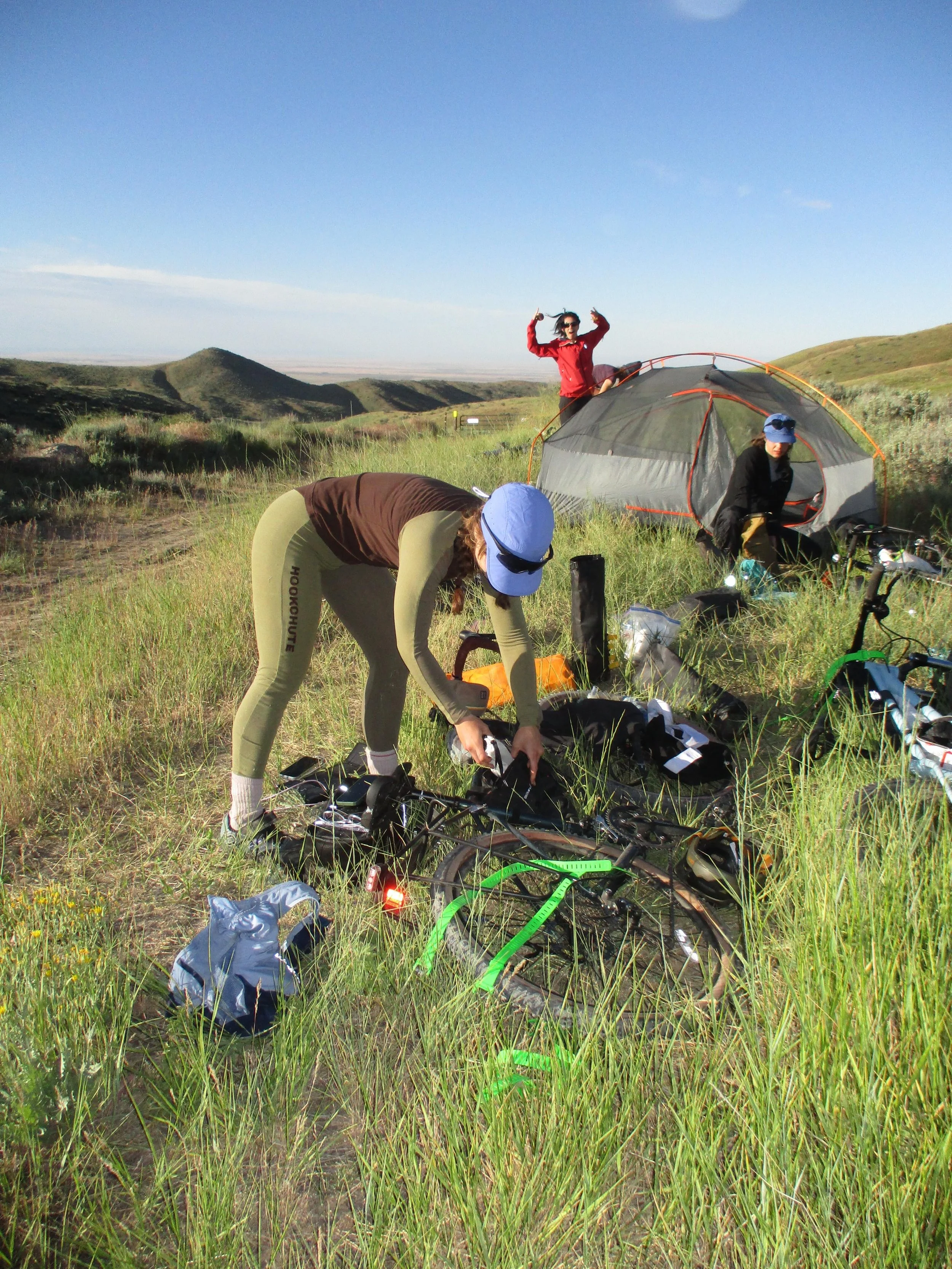 hookchute baselayers go bike packing. they are great for summer camping when it&rsquo;s a little chilly out at night or the in morning!