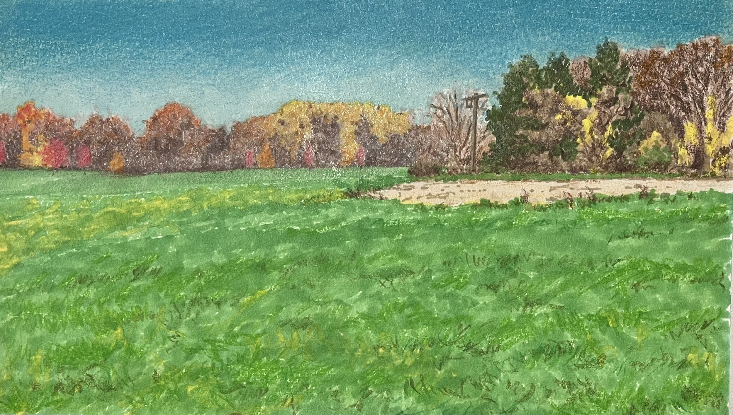 Autumn Grassland
8.5"x5" marker, pastel, paper