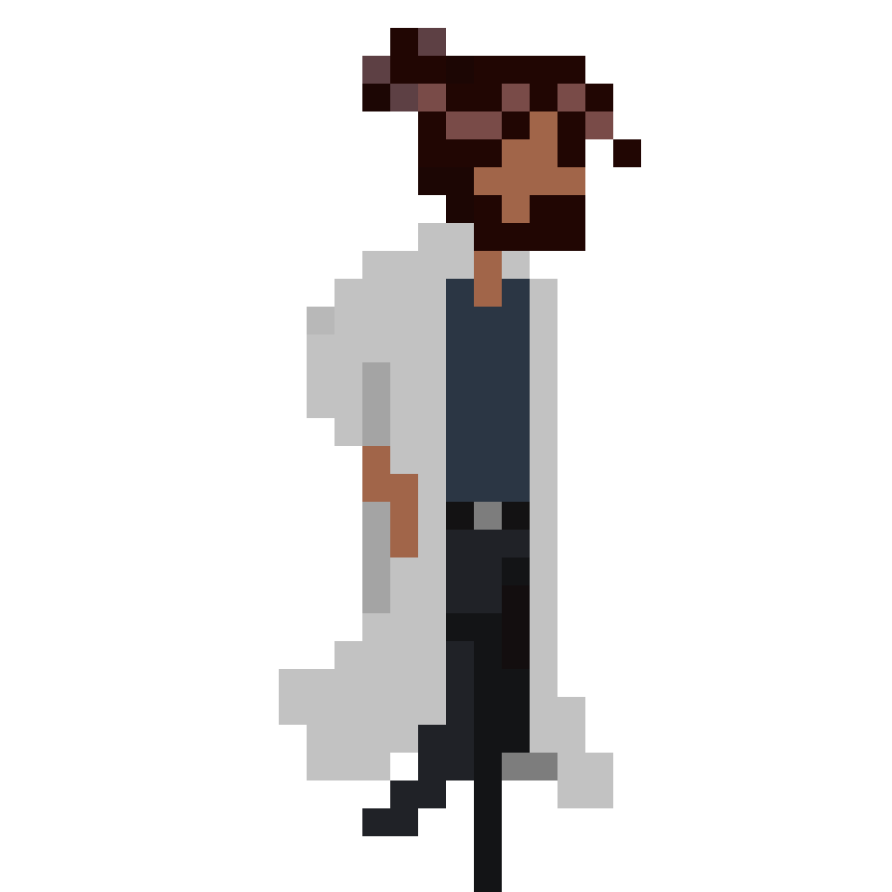 Walking pixel art sprite animation of my original character, Dr, Elijah Ryker