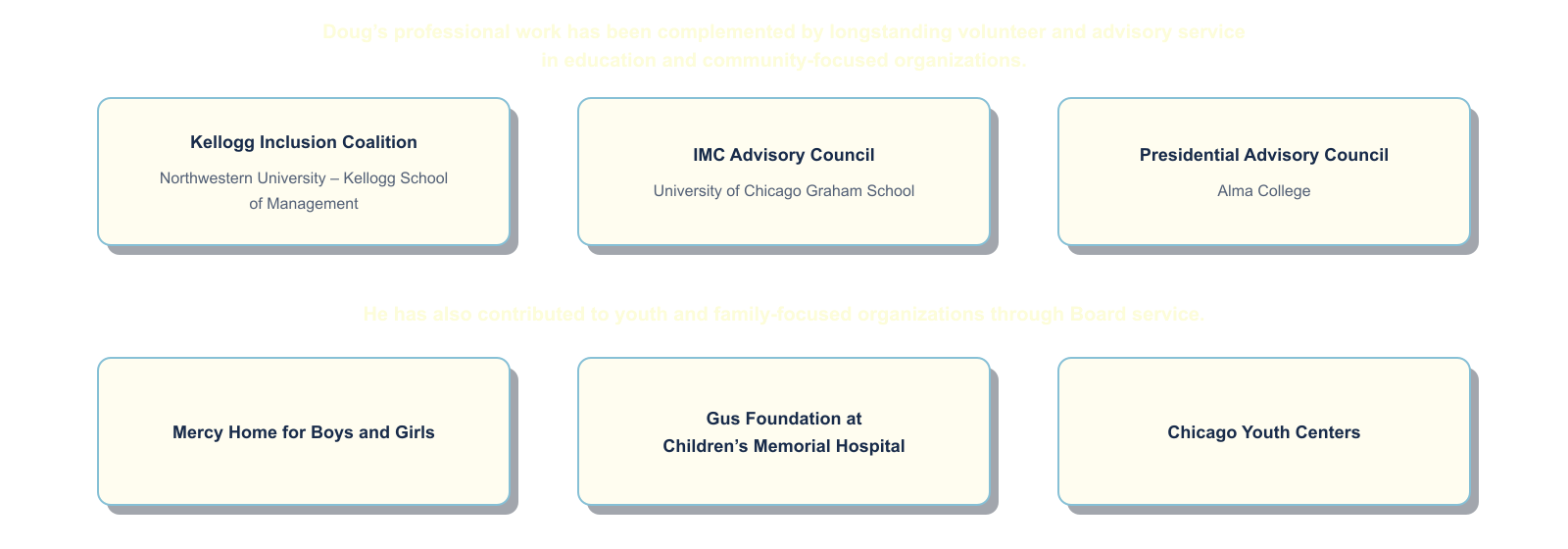 Service and philanthropy: Mercy Home for Boys & Girls, Gus Foundation/Children's Memorial Hospital, Chicago Youth Centers