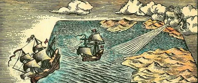 An image of a ship falling off the edge of the world