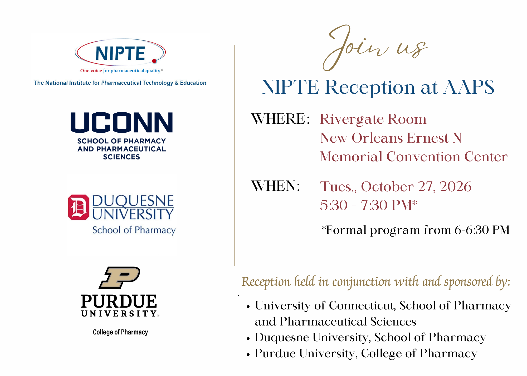 Reception at AAPS invitation