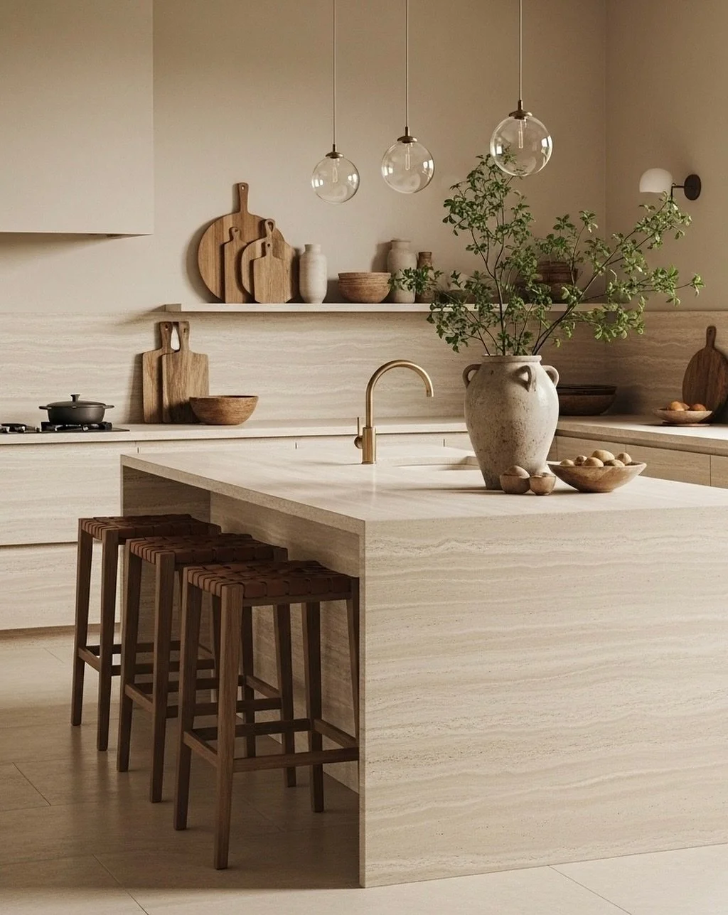 La piedra que trae calma, luz y car&aacute;cter a tu cocina. 

#travertino #marmel #comercializador #materiales