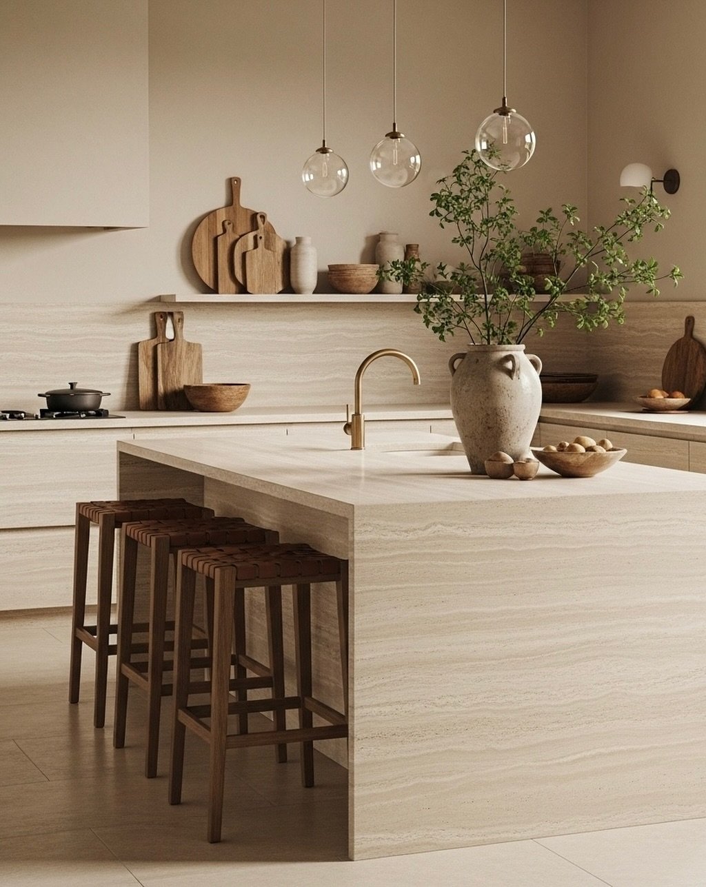 La piedra que trae calma, luz y car&aacute;cter a tu cocina. 

#travertino #marmel #comercializador #materiales