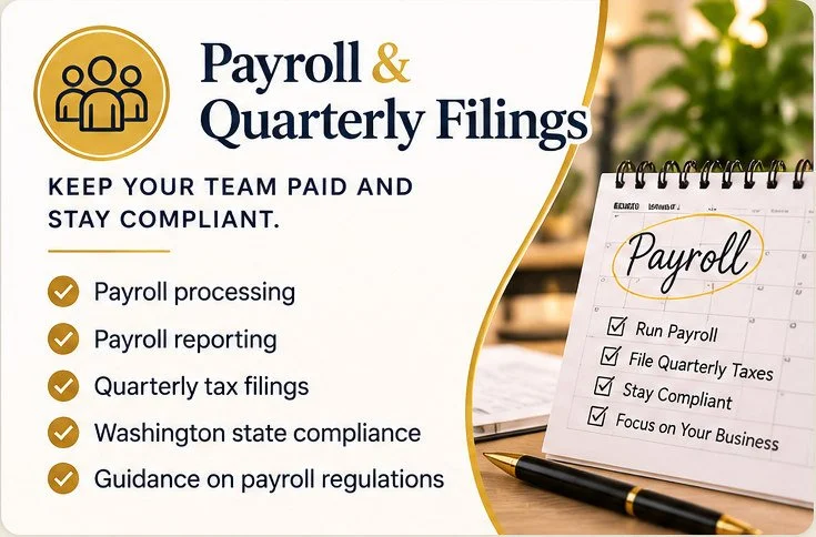 NexxLevel small business payroll services in Lacey, WA, featuring payroll processing, quarterly tax filings and Washington compliance support.