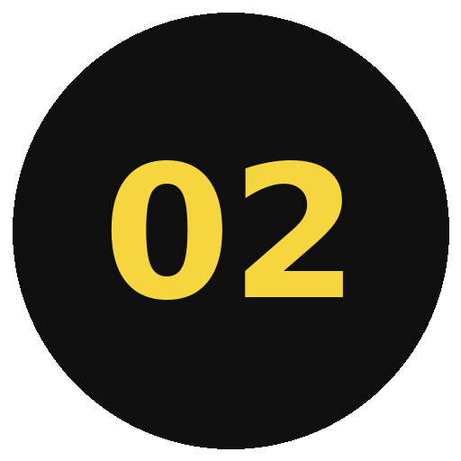 Black circular icon with yellow number 02 highlighting over 20 years of accounting experience at NexxLevel.