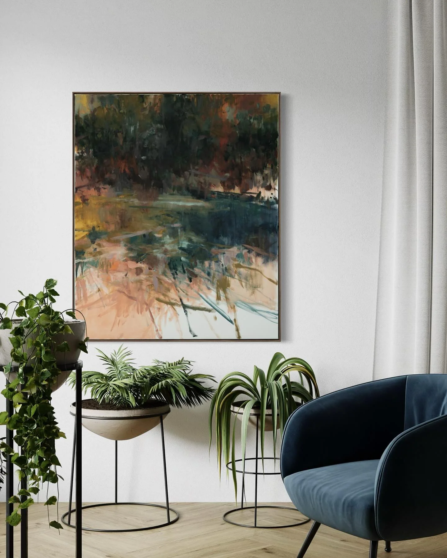 Another day, another forest interior. This time with a bit more blue in the water. 

+++

100x120cm
oil on canvas