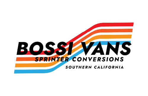 Logo for Boss VANS Sprint Conversions in Southern California with colorful stripes.