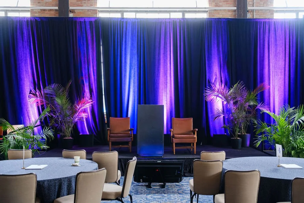 Tropical greenery rentals for modern event styling.
