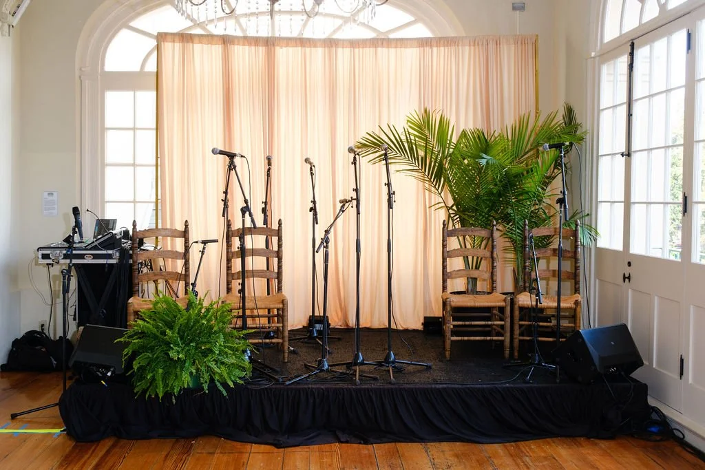 New Orleans event greenery rentals and floral decor. Tropical plant displays with coordinating fresh florals.