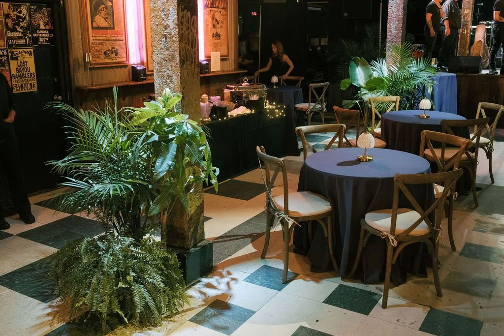 Sustainable event styling featuring designer greenery rentals.