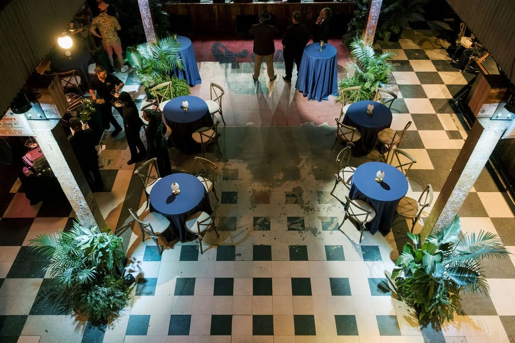 New Orleans plant rentals styled throughout a private party venue.