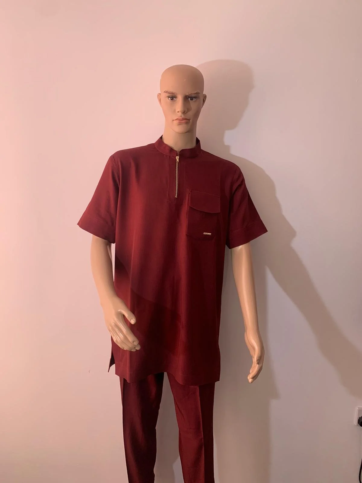 Burgundy Classic Set: Stylish Men's Tunic and Pants