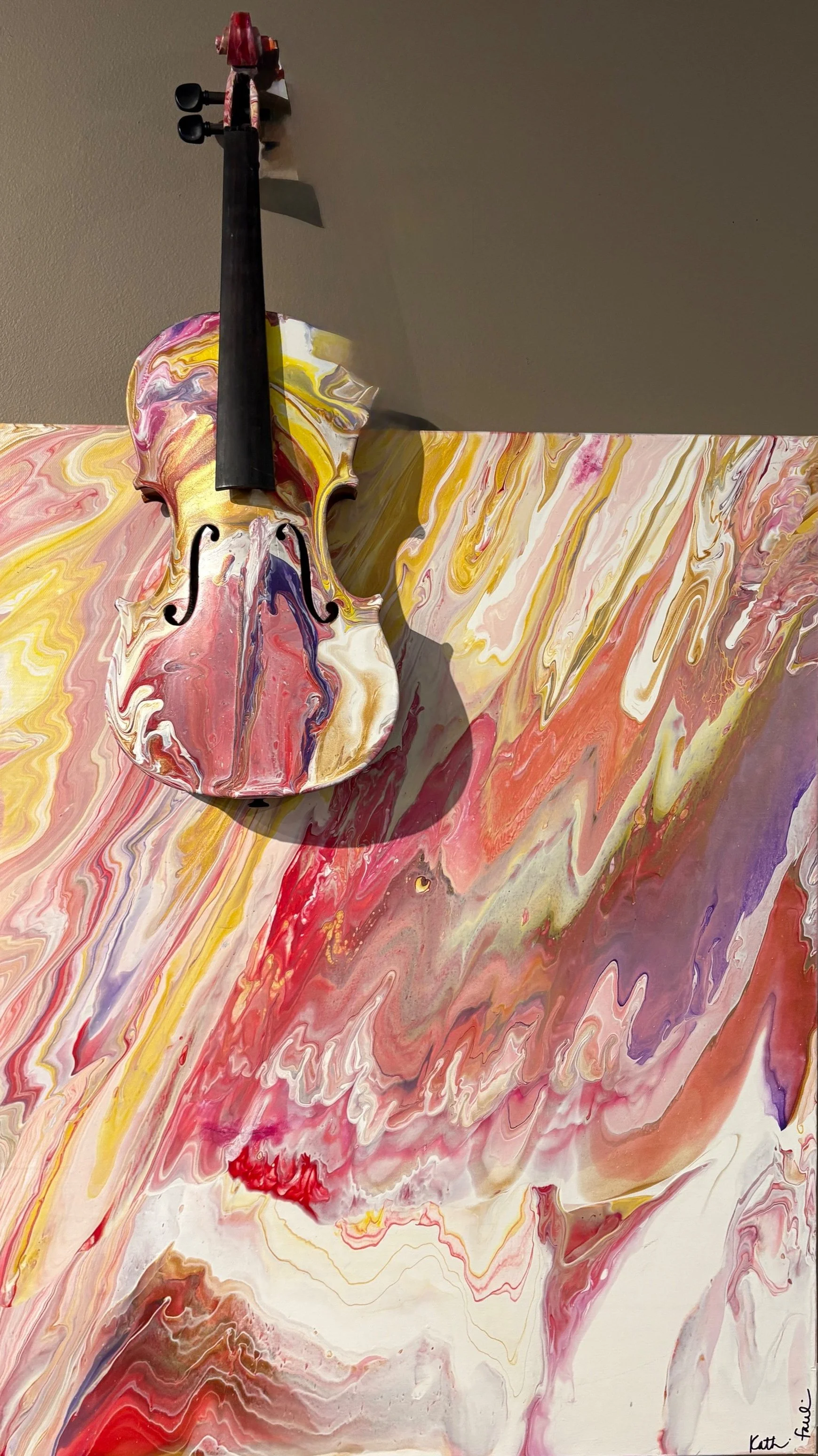 Nina Violin and Coral  24 x 30" painting