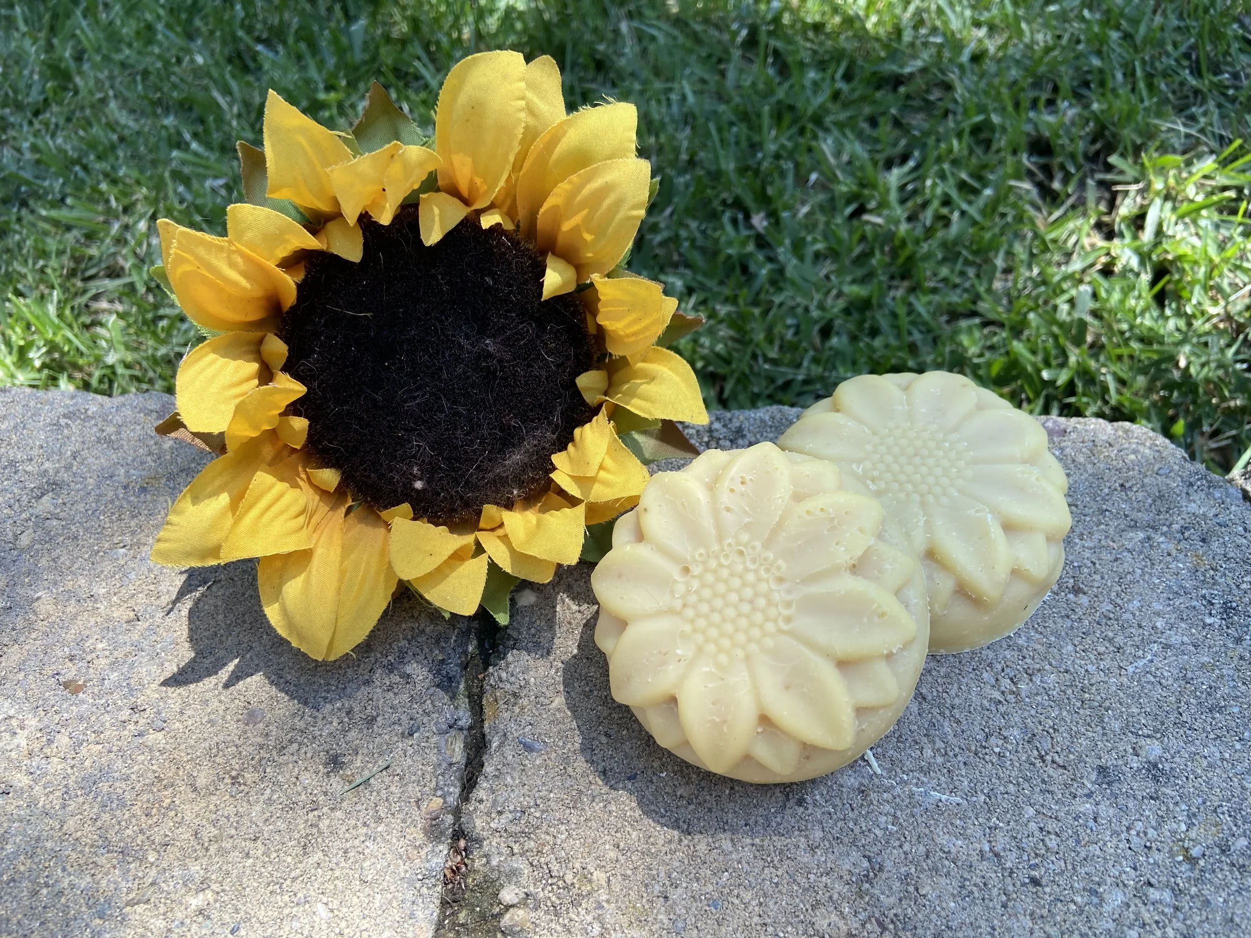 Beautiful sunflower and sunflower shaped soap