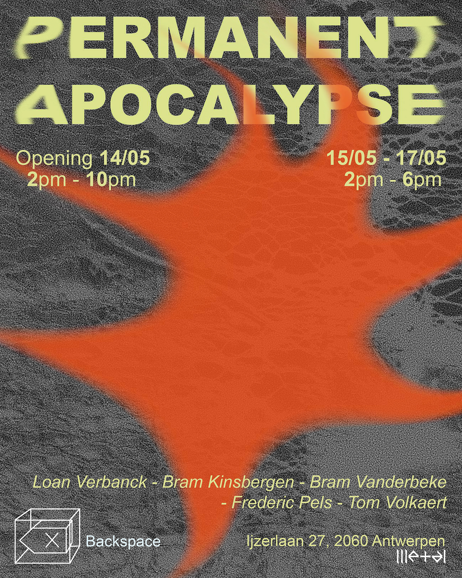 Group exhibition: ‘Permanent Apocalypse’ with works by Bram Kinsbergen at Backspace, Antwerp Art Weekend