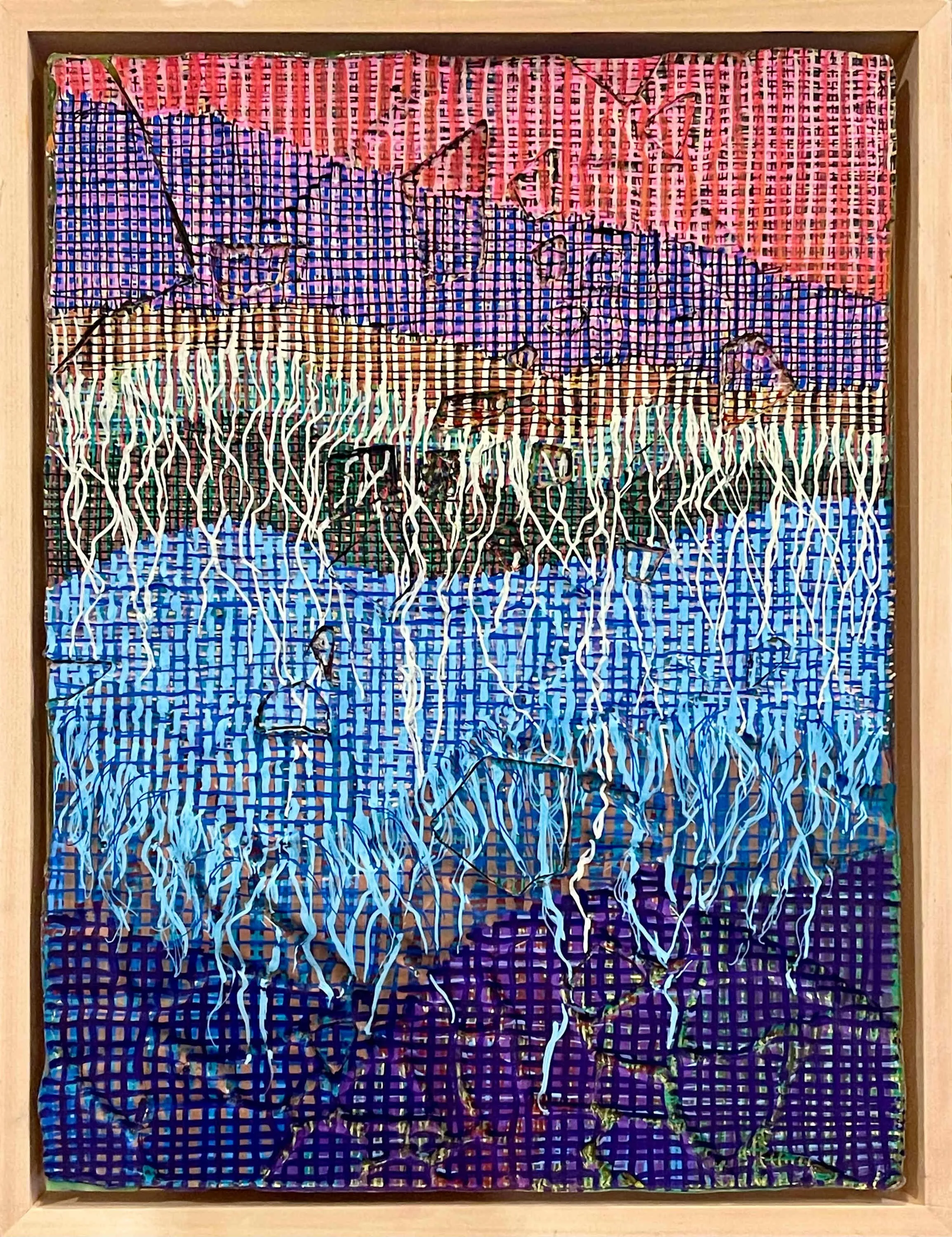 Tangled Roots, 2025, 16" by 20" mixed media on wood panel (on display at Atelier Modern in Larchmont)