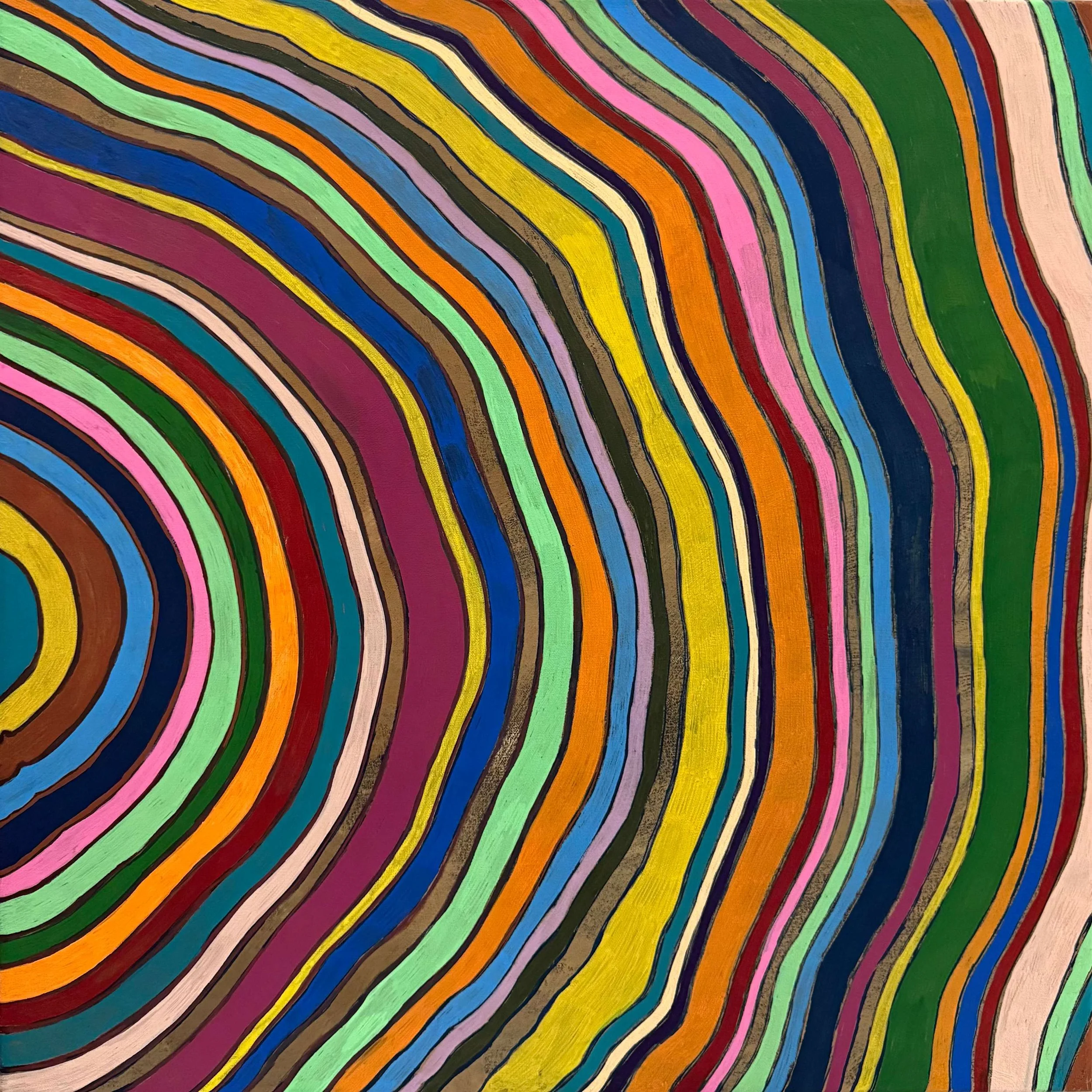 Joy Repeating, 2026, acrylic on canvas, 24" by 24" (on display at Atelier Modern in Larchmont)