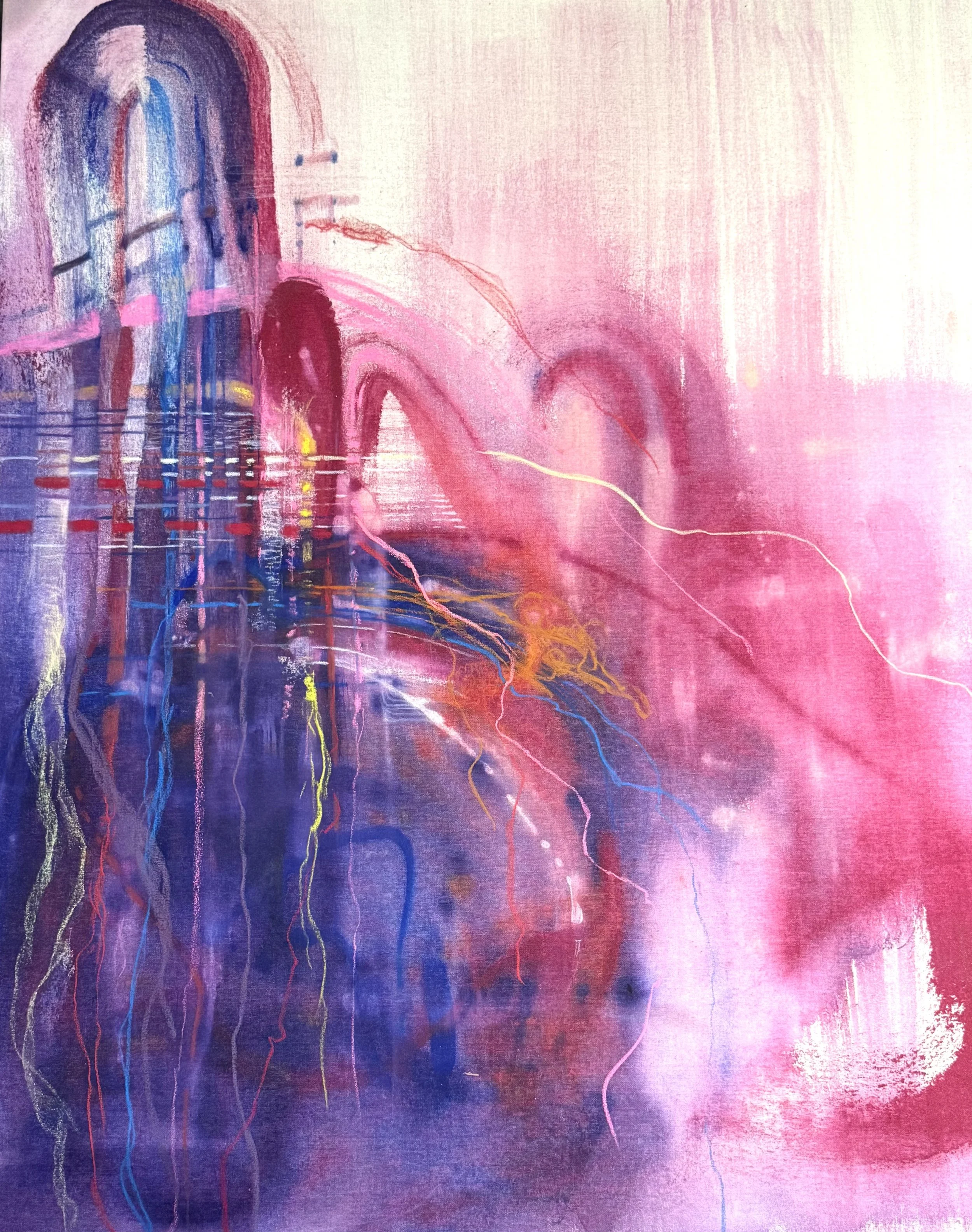 Wild Surrender, 2026, 30" by 40", acrylic and pastel on canvas (Selected for Yellow Studio Member Show August 2026)