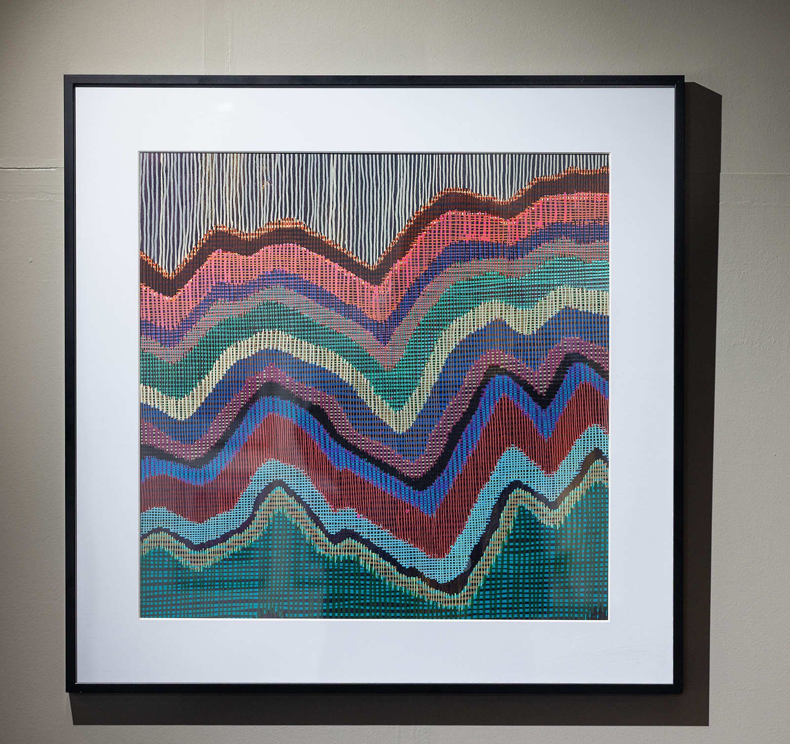 Core Memories, 2025, 20" by 20" acrylic on recycled cardboard (on display at Atelier Modern in Larchmont)