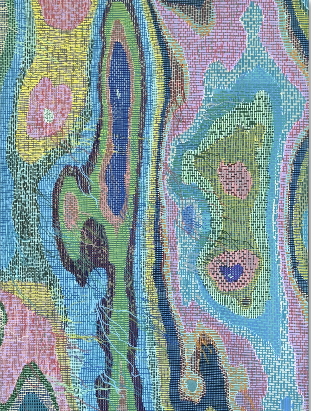 Frayed Harmony, 2026, 16" by 20" acrylic on wood panel