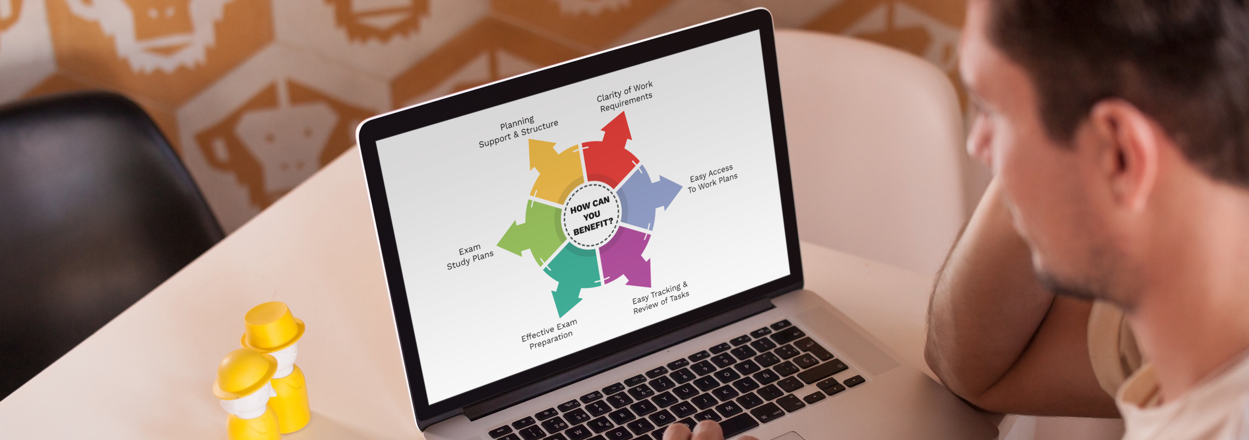 Student looking at learning graphic on laptop screen