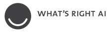 Logo of What's Right AI with a smiling face icon