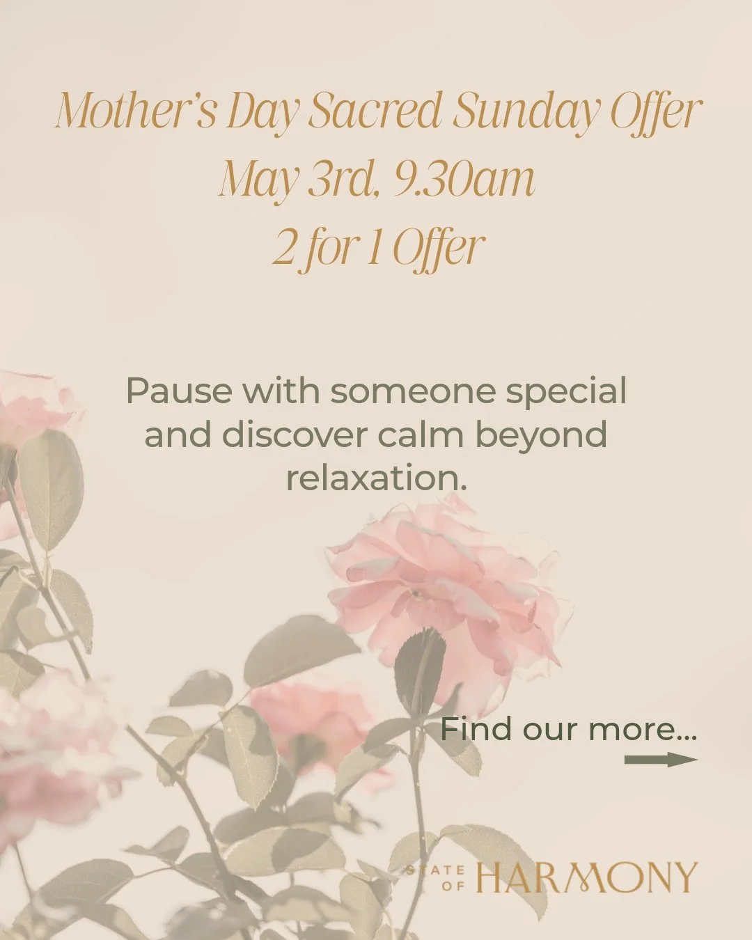Mother&rsquo;s Day Sacred Sunday Offer | 2 for 1 💛

When was the last time you slowed down&hellip; together?

To honour Mother&rsquo;s Day, I&rsquo;m offering a 2 for 1 for this month&rsquo;s Sacred Sunday.

Come with your mum, bring someone you lov