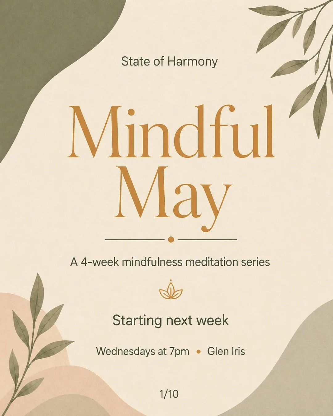 What if May became a month to slow down and come back to yourself?

Starting next week, our Wednesday night meditation classes will become Mindful May &mdash; a gentle 4-week series exploring the foundations of mindfulness.

Together, we&rsquo;ll pra