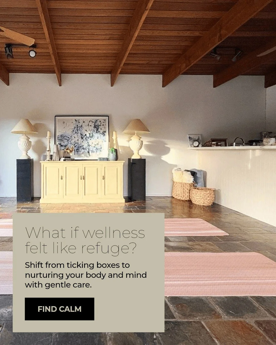 What if wellness felt like a refuge?

Many of us approach wellness routines as another item on a to-do list, adding pressure rather than relief. Instead of feeling grounded, these routines often become just another task to check off.

Imagine shiftin