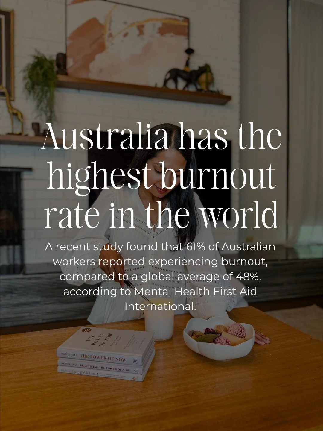 I keep coming back to one particular statistic. Australian workers now report some of the highest burnout rates in the world, well above the global average, and it isn't hard to see why when I think about the pace so many people are expected to keep.