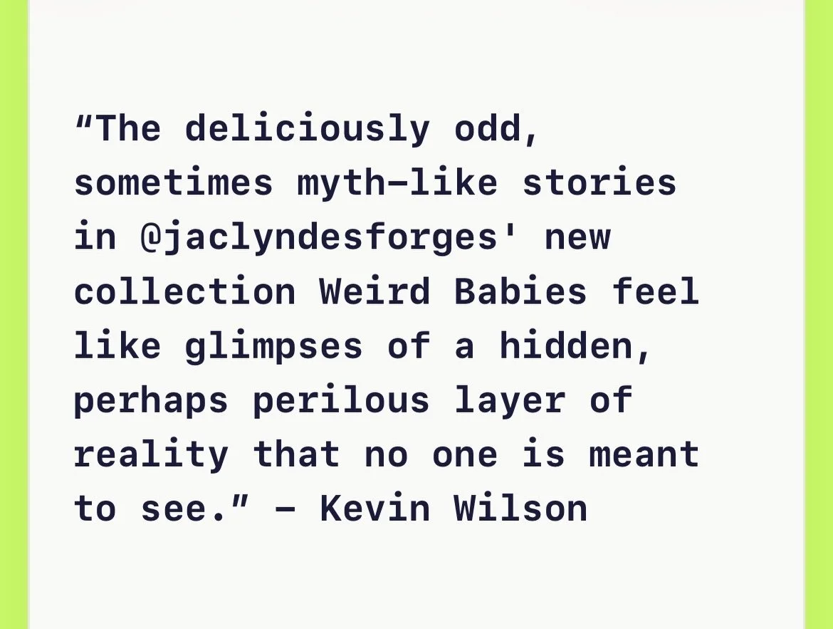 What a lovely birthday surprise! A capsule review of Weird Babies (@ghp_pql) by @krwbooks: &ldquo;The deliciously odd, sometimes myth-like stories in @jaclyndesforges&rsquo; new collection Weird Babies feel like glimpses of a hidden, perhaps perilous