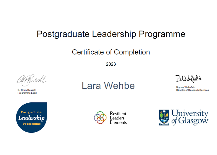 Leadership programme certificate of completion Lara Wehbe