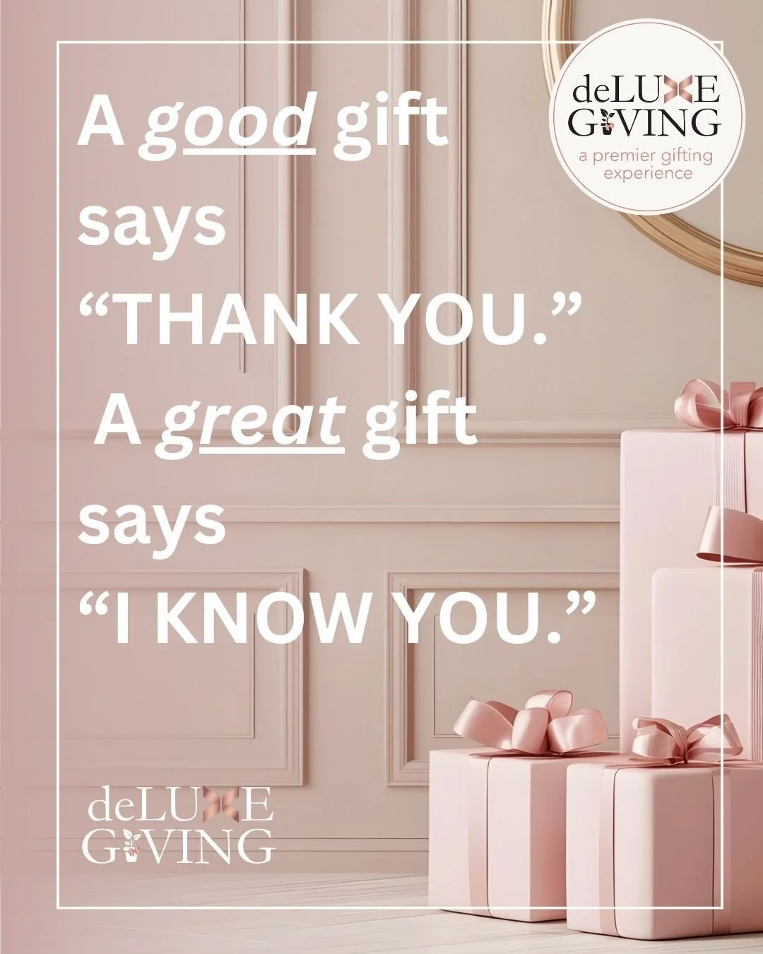 Deluxe Giving makes that second part easy.

I ask the right questions, spark ideas, and listen for the details you already know about your clients, vendors, and team so we can celebrate them in ways that feel meaningful and personal. 

Let me help yo