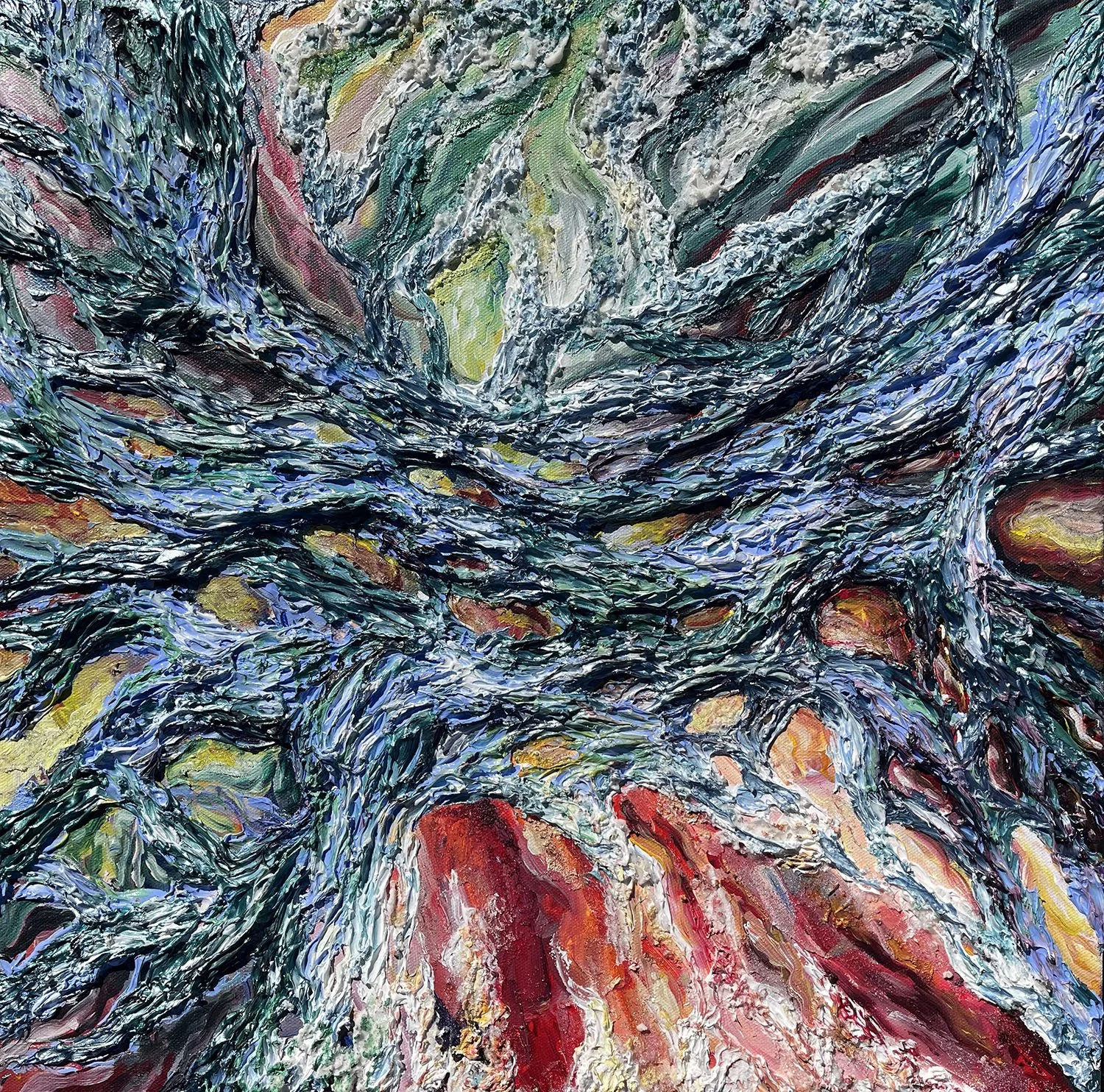 Connection, Acrylic and Mixed Media, 18" x 18", 2023