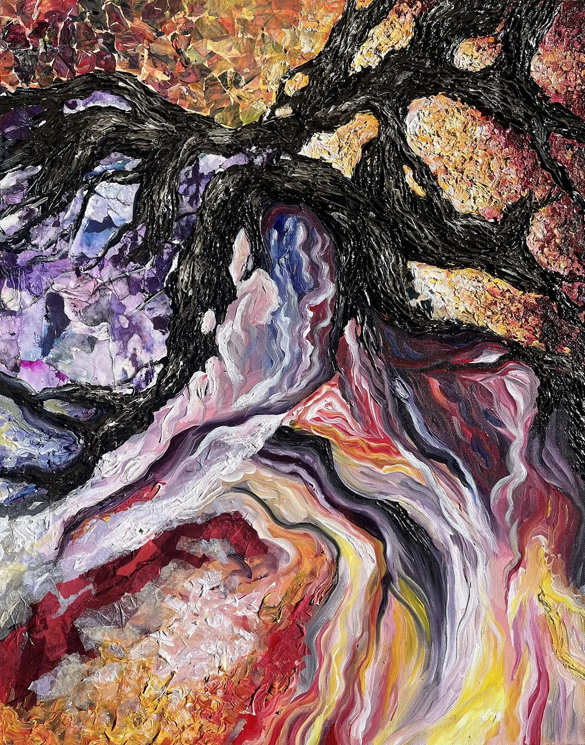 The Gathering, Acrylic and Mixed Media, 26" x 30", 2023