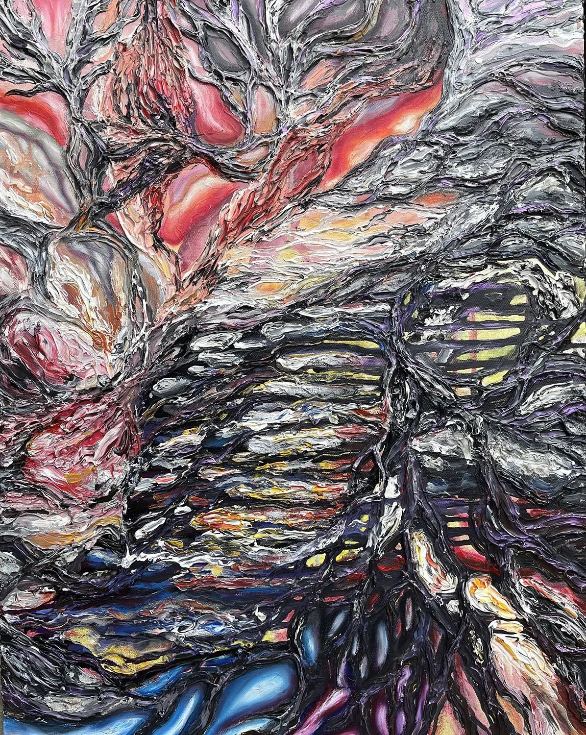 End, Acrylic and Mixed Media, 26" x 30", 2023