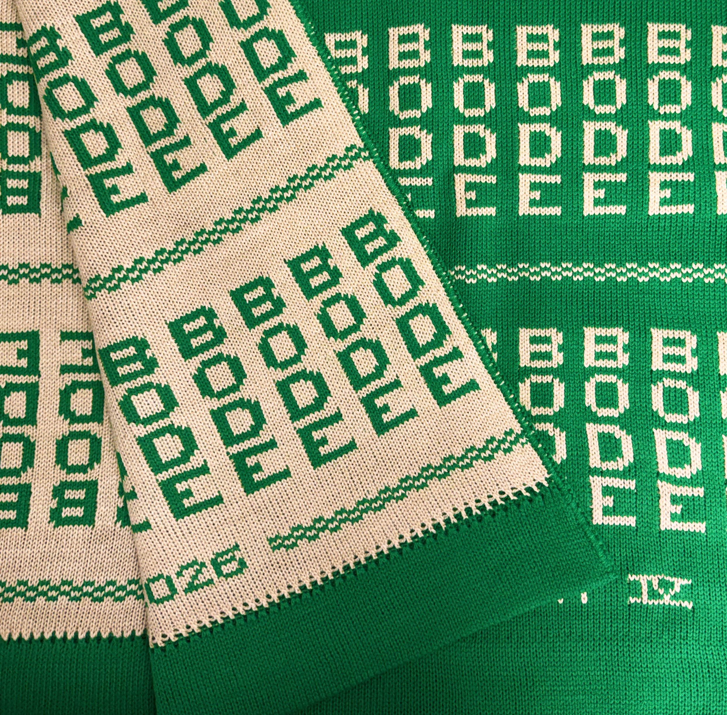 Kelly Green and Light Almond - Custom Name Baby Blanket