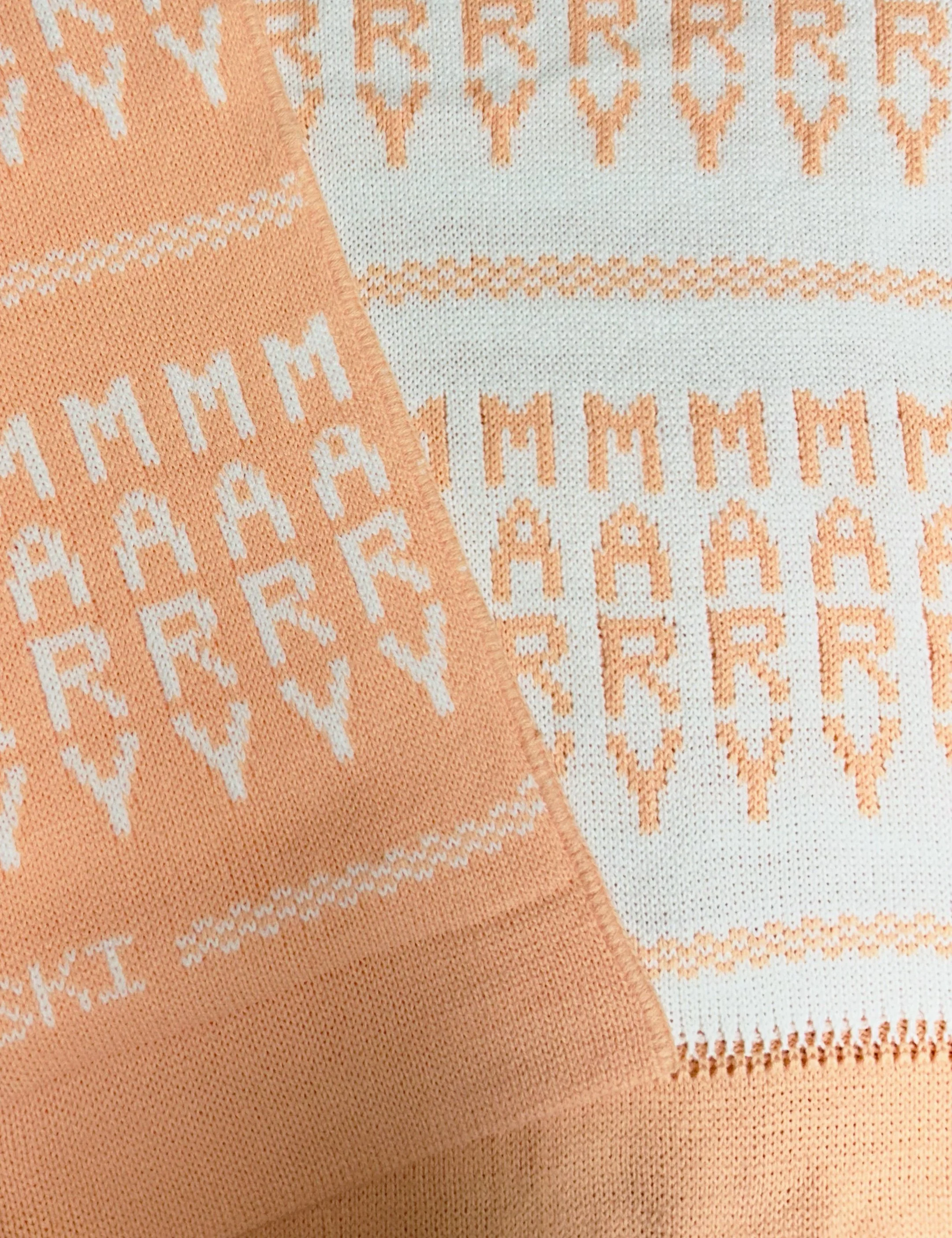 Peach and White - Custom Name Baby Blanket