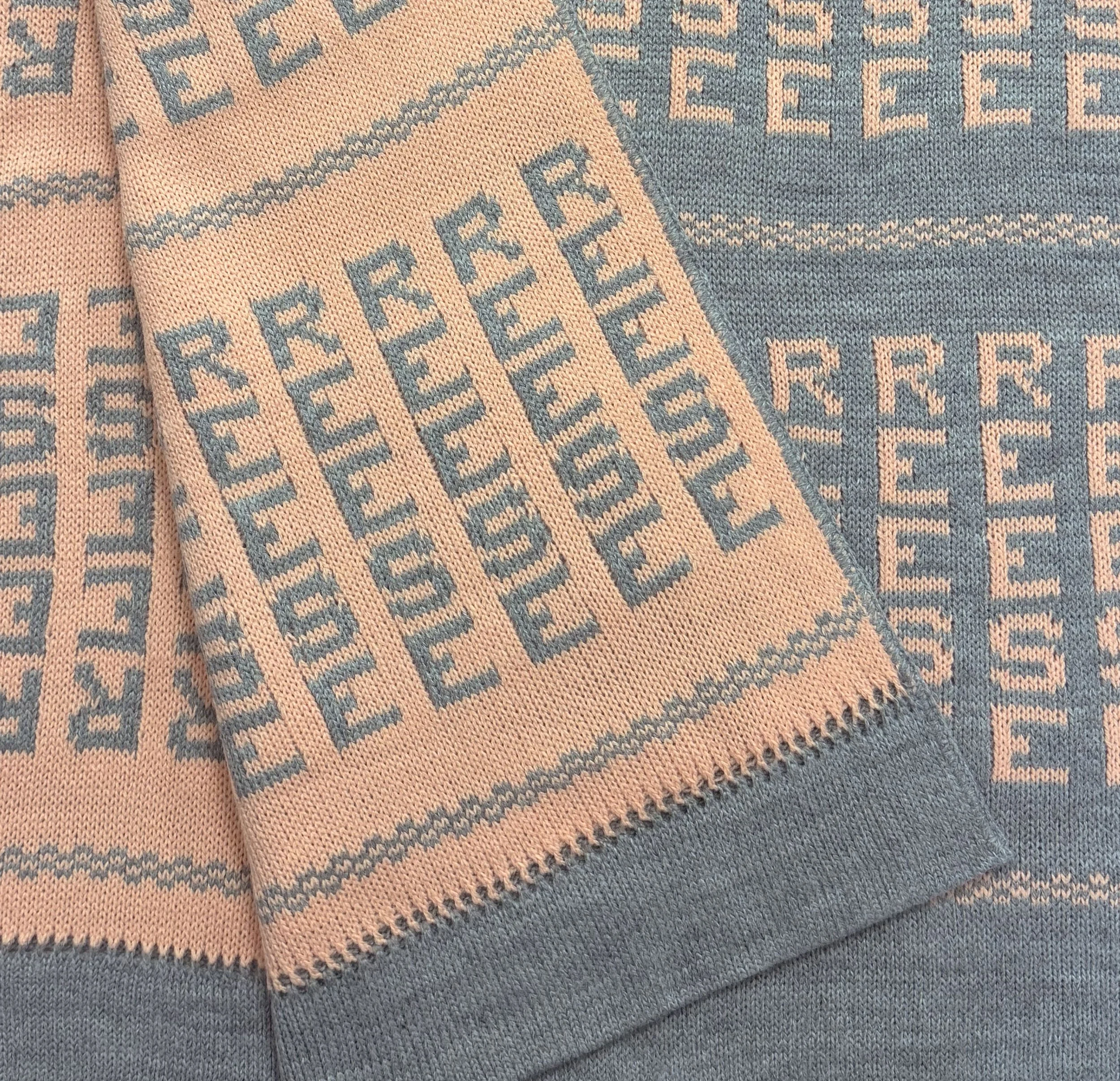 Peach and Heather Gray - Custom Name Baby Blanket