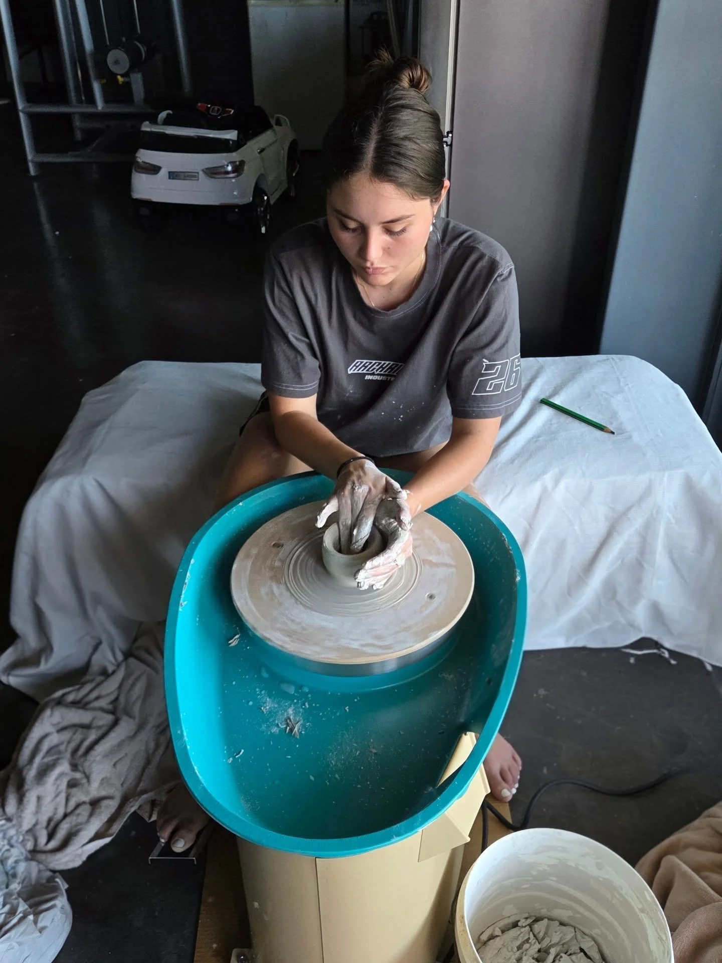 Trying the new pottery wheel