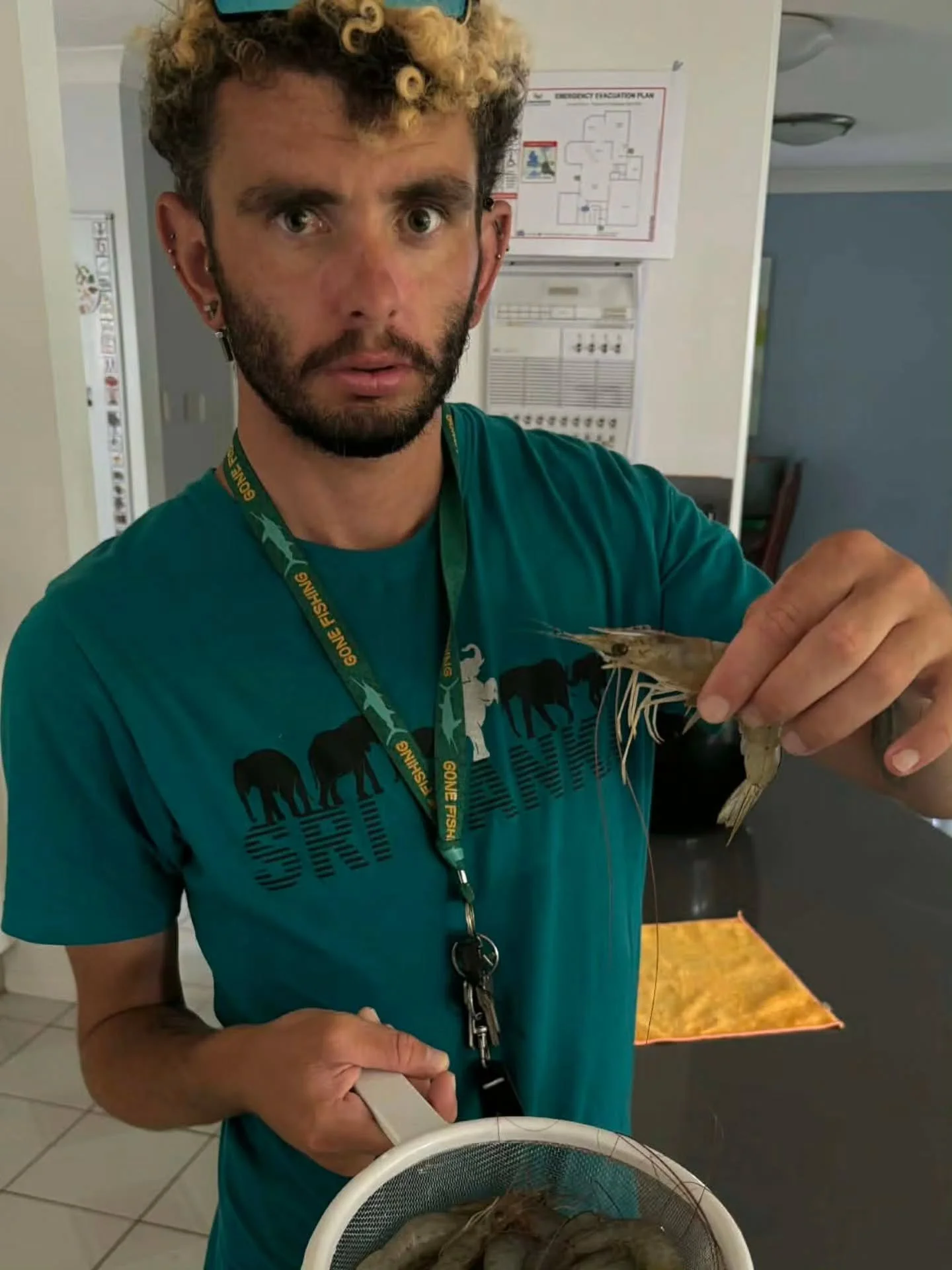 Steven worked hard for a plate of prawns