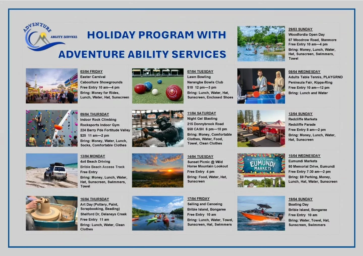 Holiday Program. Come tick off goals while having fun.