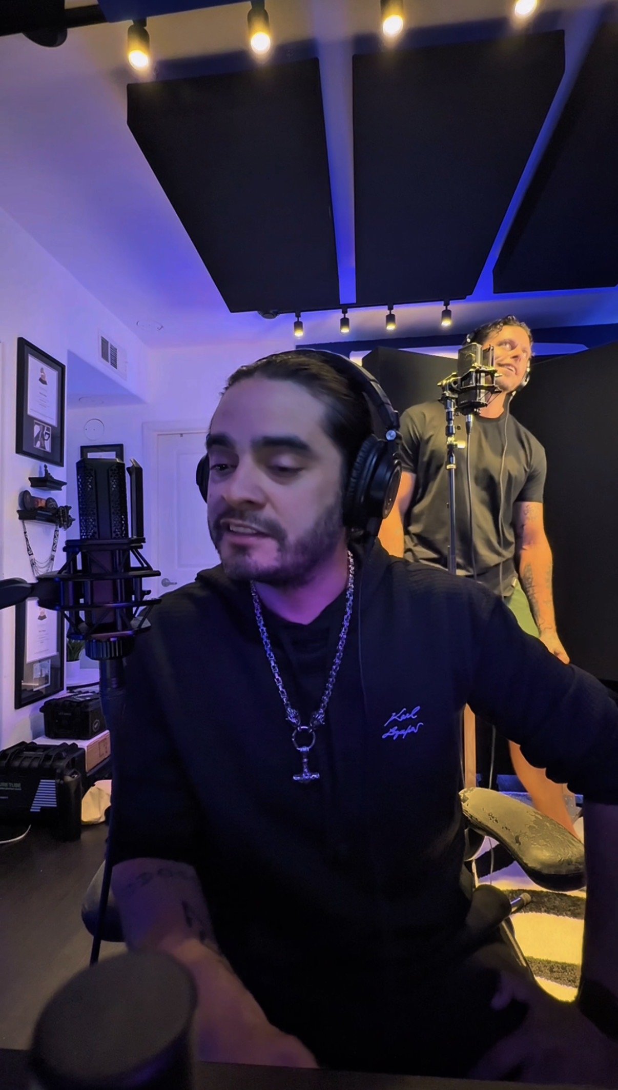 Raul Vega and Jackson TIller recording in session