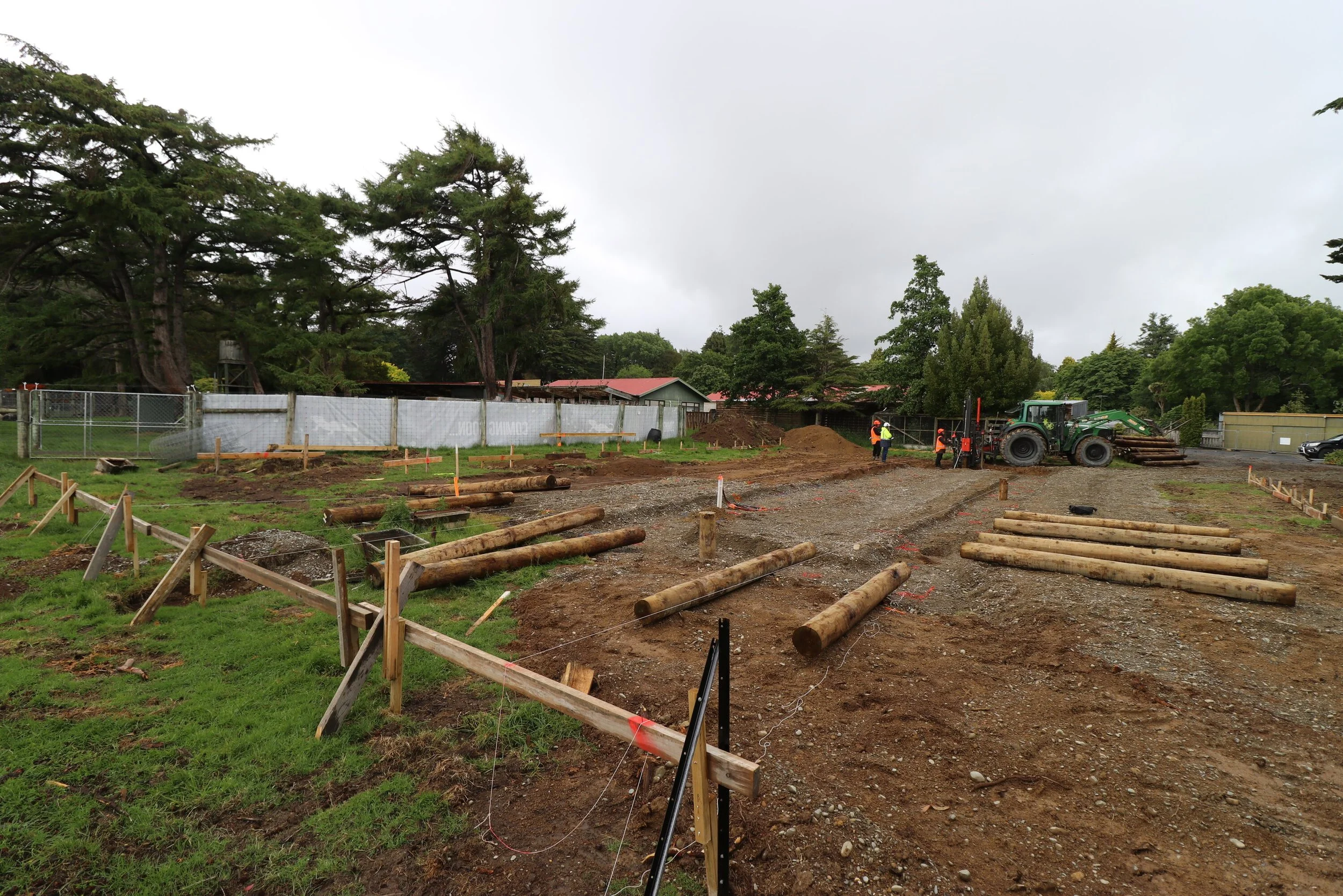 Among the early works, the contractor felled some trees and started putting down piling