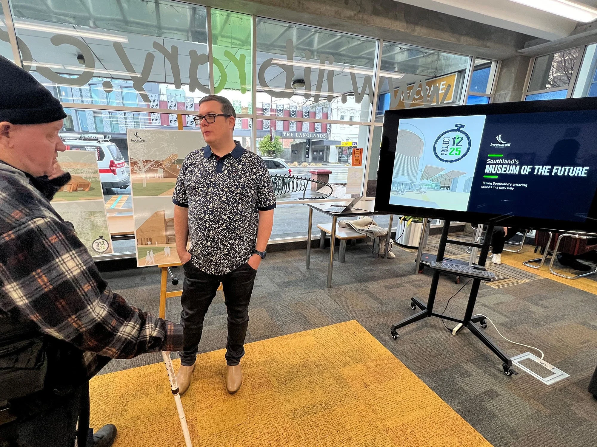 The Project 1225 team invited members of the public to the Invercargill Public Library to see a presentation and ask any burning questions about the newly released museum concept designs.