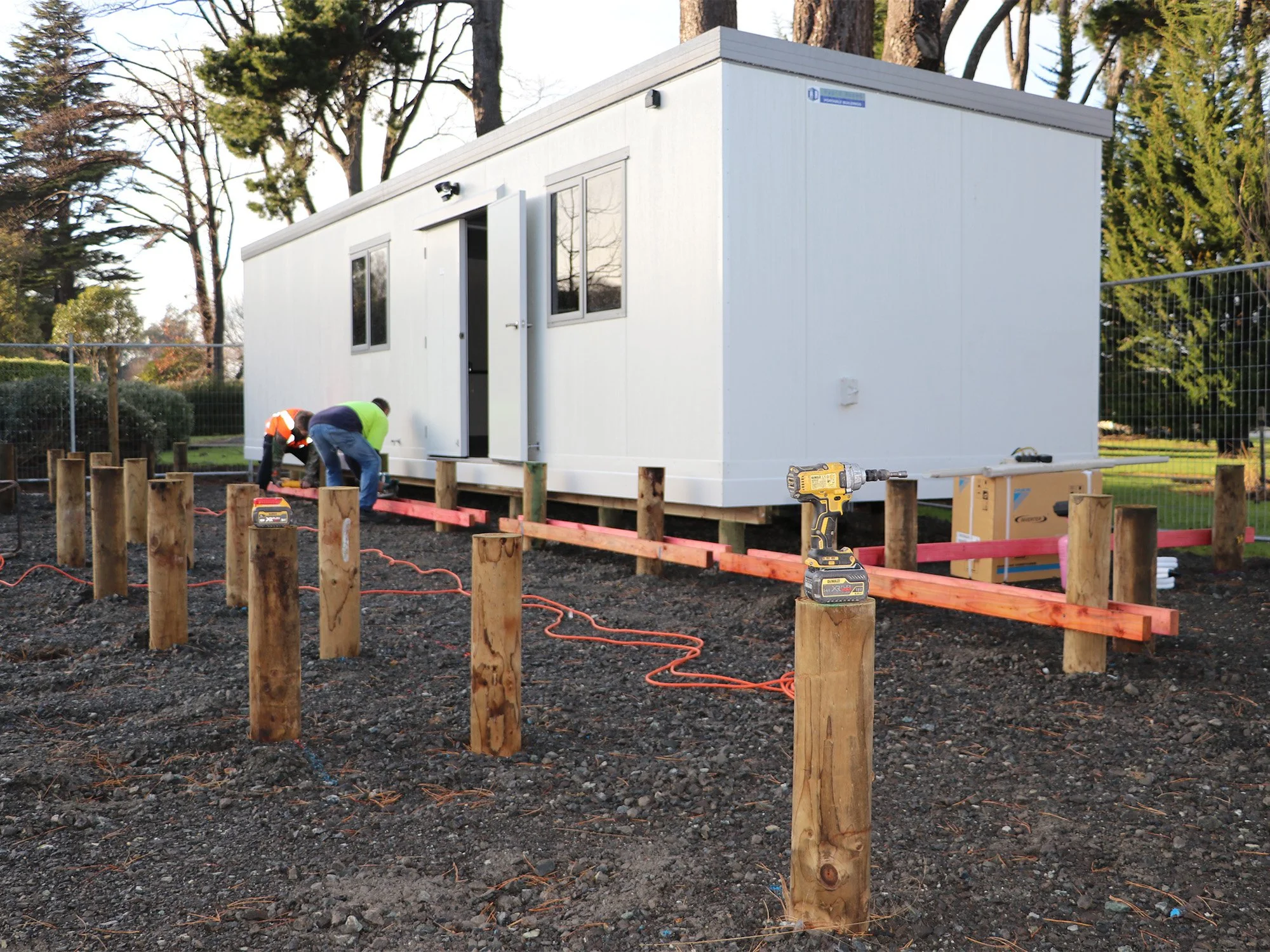 Portacoms have been installed at the work site near the museum. This is where staff working on Project 1225 will be for the next couple of years.