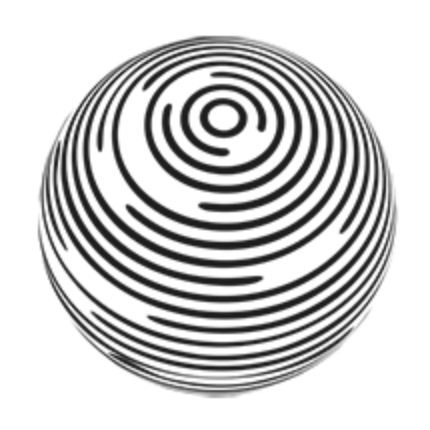 Bir küresel objede spiral desenler, siyah ve beyaz renklerde.